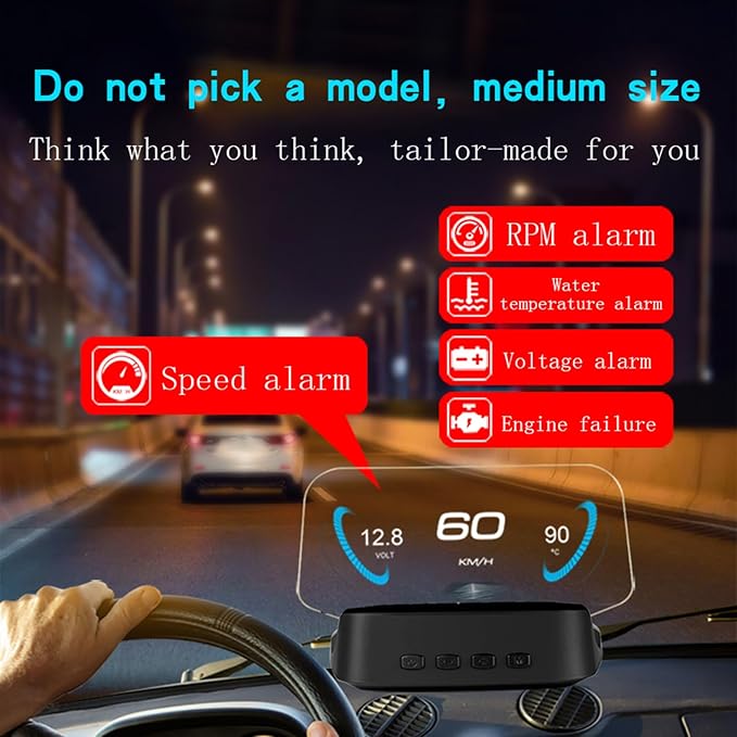 Liiiyuan Head Up Display for C2, Obd2 Display With Rpm/ Fuel Consumption/ Water Temperature/ Over-Speed Alarm, Gps Speedometer for Car, Suitable for All Cars