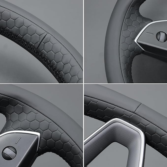 MEWANT DIY Stitching 3D Style Steering Wheel Cover Wrap for Tesla Model 3 Highland 2023-2025/Model Y 2025 Highland for Tesla Model 3/Model Y Accessories(3D Style)