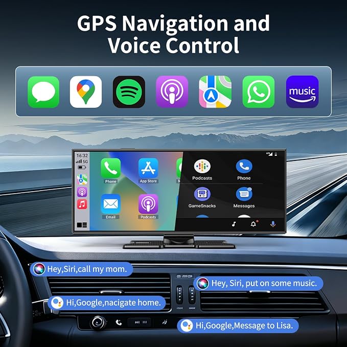 11.5" Largest Wireless Carplay Screen for Car, Portable Apple Carplay & Android Auto Touch Screen,1080p Backup Camera/Mirror Link/Voice Control/GPS/Bluetooth,for All Vehicles