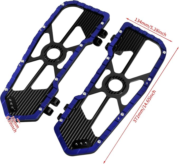 Motorcycle Floorboards Driver Footboards Wide Foot Pegs Board Pedal Compatible with Touring Electra Road Street Glide Softail Road King Blue Edge