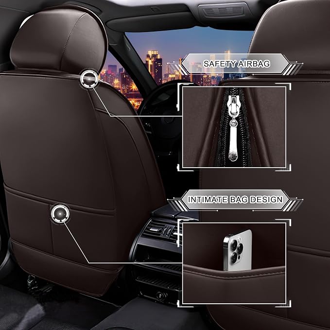 CTDS Car Seat Covers for Chevy Equinox 2005-2026, Stylish Sport Seat Cover, Premium Nappa Leather Car Seat Cover. Automobile Seat Covers Sets.(Luxury 2 Seats/Coffee Color)