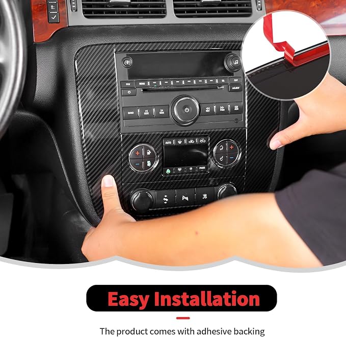 RT-TCZ Center Console Navigation GPS Panel Cover Trim Decoration Interior Accessories for Chevy Avalanche/Suburban/Tahoe 2007-2013,for GMC Yukon/Sierra 2007-2013 (Black Carbon Fiber)