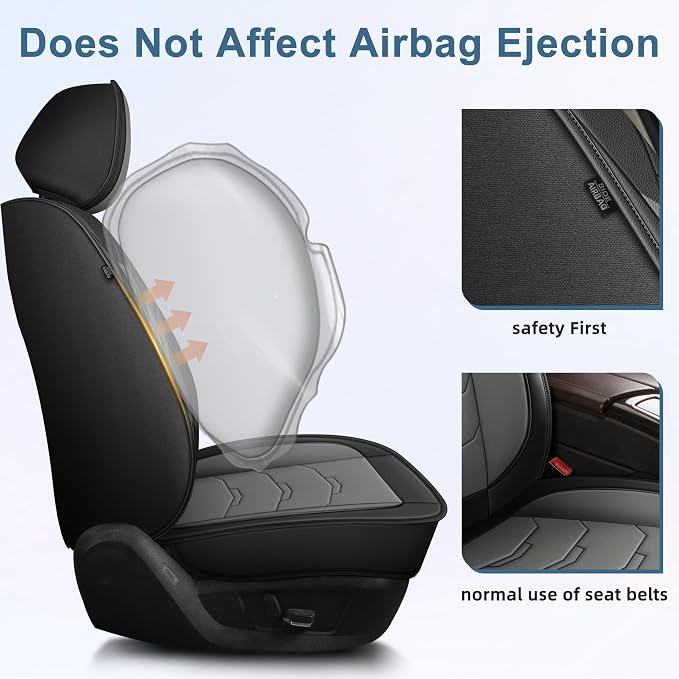 Car Seat Covers Fit for Ford Fusion 2010-2020 Front Set Luxury Leather Seat Cushion Waterproof Automotive Seat Protectors(2 Seat,Black&Grey)