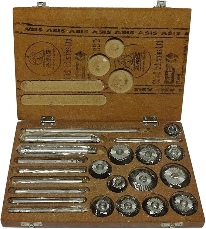 Valve Seat & Face Cutter Set 12 Pcs for Vintage Old Cars & Bikes | Includes 12 Cutters, 7 Guides, 2 Handles & 1 Rod | Machined Finish Valve Seat Cutter Kit in Storage Box