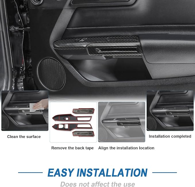 Carbon Fiber Window Lift Switch Panel Cover Compatible with Ford Mustang 2024 2025
