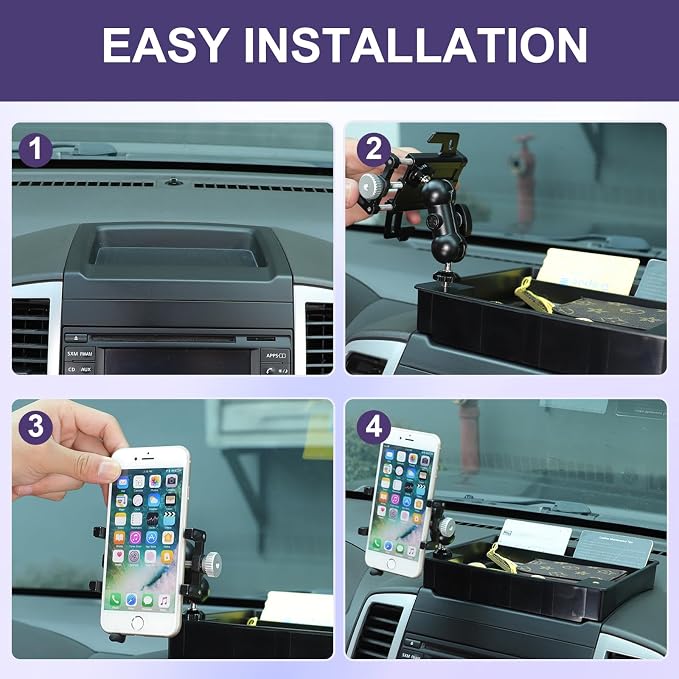 Dash Organizer Tray with Phone Holder Compatible with Nissan Frontier 2009-2017,ABS Car Dashboard Storage Box Organizer Holder Tray Mobile Phone Mount Interior Accessories (Style-D)