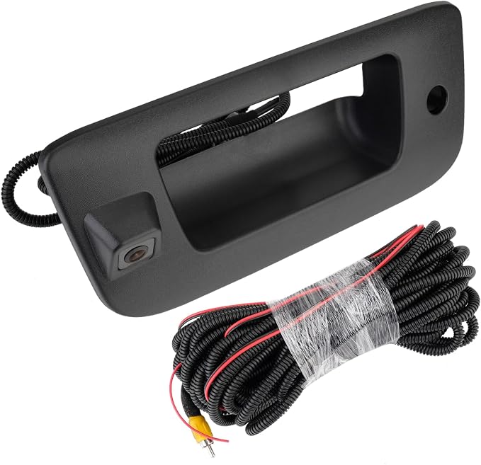 Tailgate Handle Backup Camera Compatible with 2007-2013 Chevrolet Silverado/GMC Sierra 1500 2500 HD Pickup Reversing Backing Camera Handle Tailgate Lock RCA Connector Replaces # 22755304