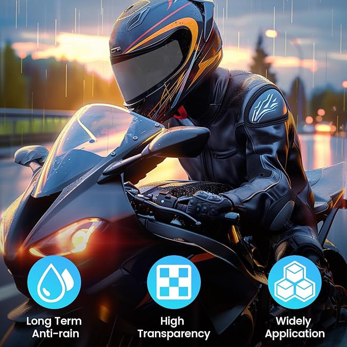 Motorcycle Anti Fog Film, Universal Fit Helmet Visors Insert Waterproof Fog Resistant Clear Vision (Anti Rain 3)