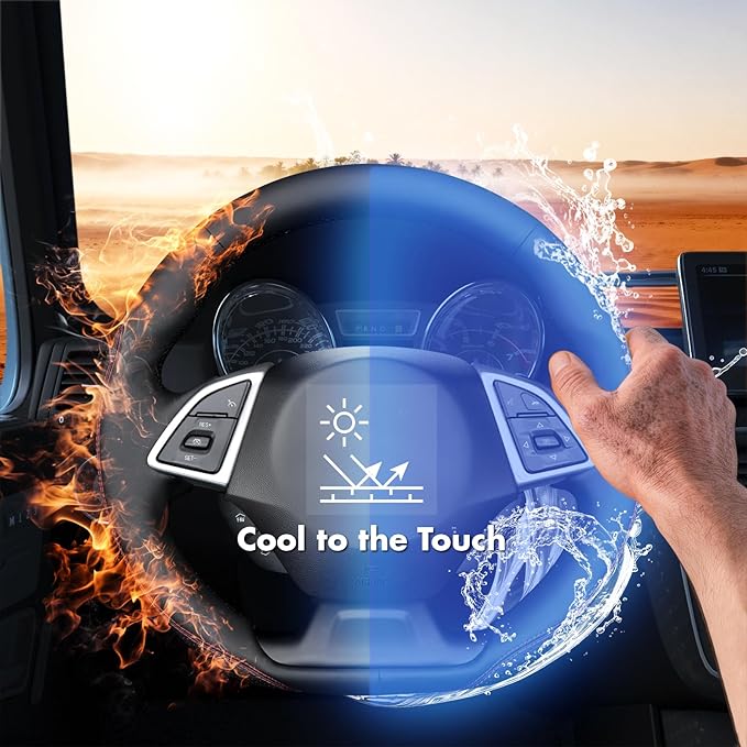 MEWANT Hand Stitch Steering Wheel Cover for Chevy Camaro 2016-2025 Custom Black Microfiber Leather Interior DIY Wrap Restoration Kit Anti-Slip Breathable Protector