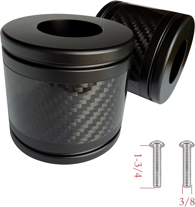 Motorcycle front and rear crash bar decorative wheels, engine crash bar sliders, and saddlebag crash bar decorative covers, CNC machined with embedded carbon fiber accents. (black)