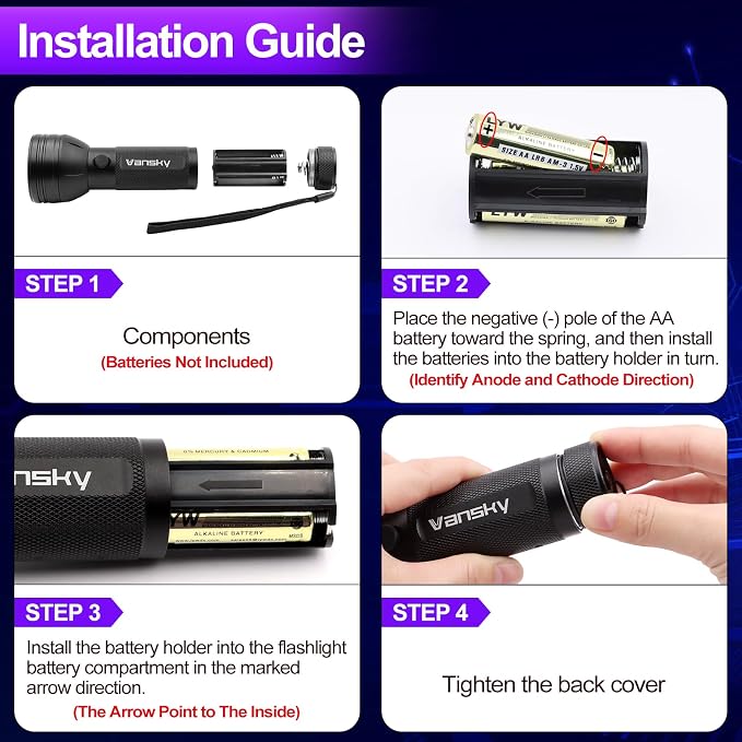 Vansky Air Conditioner Leak Detector: Professional Car Tool 68 LED Automotive AC UV Dye Leak Detection Kit with Protective Glasses
