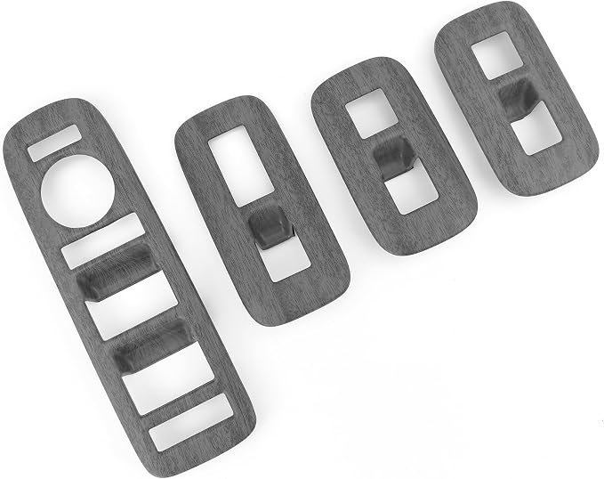 4Pcs Door Lock Glass Control Button Panel Cover Window Lift Switch Panel Trim Compatible with Hyundai Santa Fe 2024-2026 MX5 Accessories (Wood Grain Style)