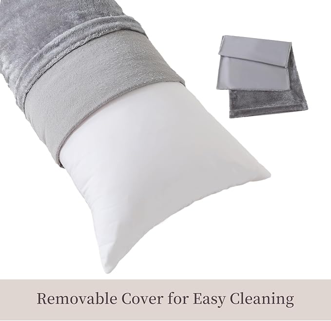 WhatsBedding Memory Foam Body Pillow with Plush Fuzzy Cover, Full Body Pillow for Adults, Long Pillow for Sleeping, Soft Fluffy Supportive