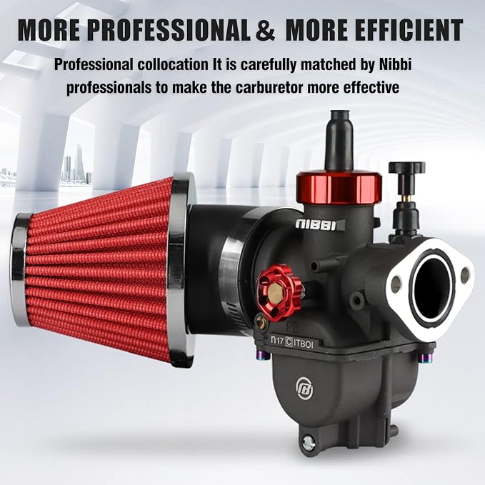 NIBBI PE17 Carburetor with 48mm Air Filters Kit,PE17mm FL Motorcycle Carb Fit for 100cc 110cc Dirt Bike Pit Bike Apollo TaoTao Lifan Kayo Honda SSR Motor