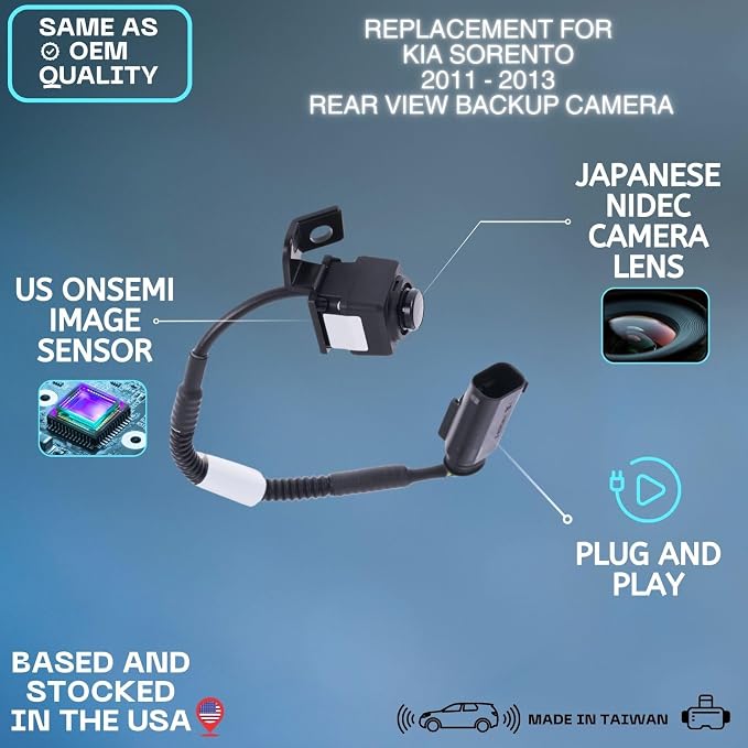Backup Camera for 2011 2012 2013 Kia Sorento | Rear Tailgate, Parking View Cam Replaces OE# 957602P000 957602P201 957602P202 957602P202FFF, reverse assist backup monitor