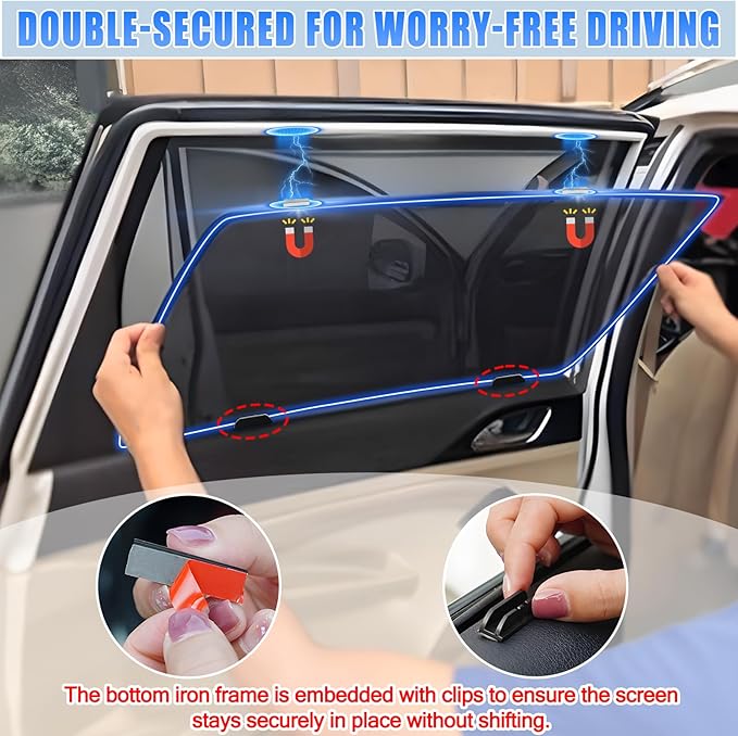 ZATOOTO Ford F-150 Car Window Shades 2015-2020, Car Window Covers for Baby Sun Shade Breathable Mesh Screen Blocking 99% of UV Rays and Glare, Privacy Protection for Camping and Napping