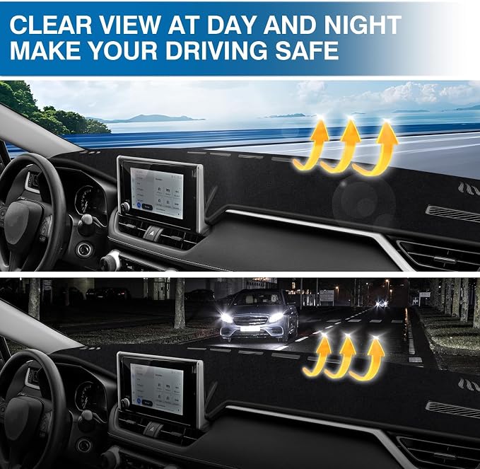 KUST Black Dash Cover Mat for Toyota RAV4 2019-2025 Left Hand Driving Non-Slip Dashboard Cover Interior for RAV4 Accessories Custom Fit Dash Mat Sunshade Windshield Glare