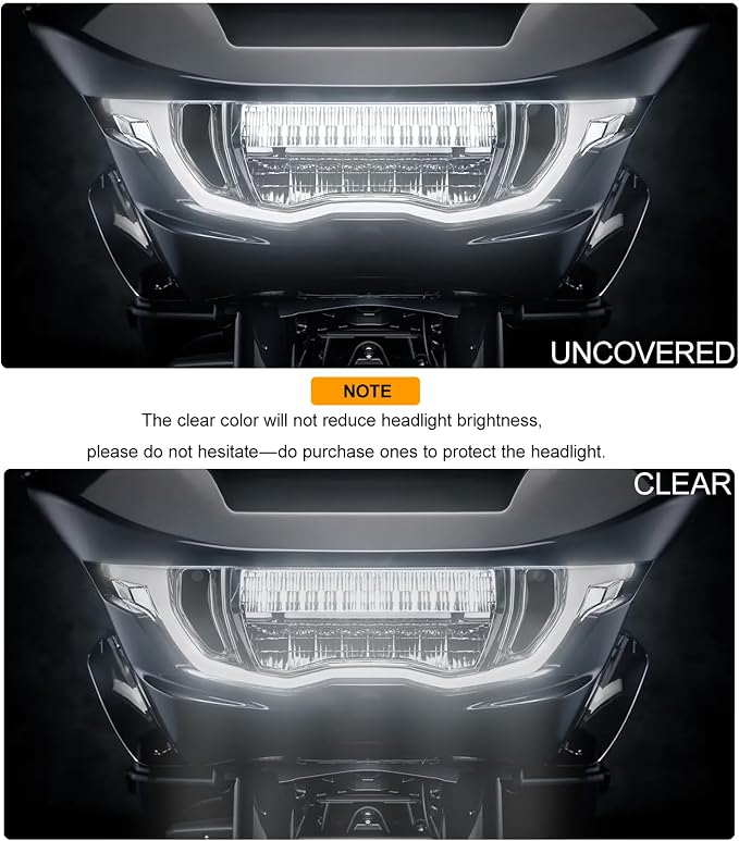Headlight Lens Headlamp Protection Headlight Cover Compatible with Harley CVO Road Glide FLTRXSE 2023-2025 & Road Glide/ST 2024-2025 (Clear)