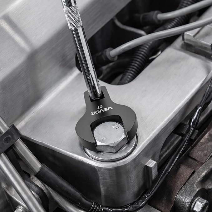 VEVOR Crowfoot Wrench Set, 1/2" Drive, 14-Piece Metric 27 to 50 mm Crows Foot Wrenches, with Storage Tray, Dual Size Markings on Tools and Tray, for Auto Maintenance or Repairs