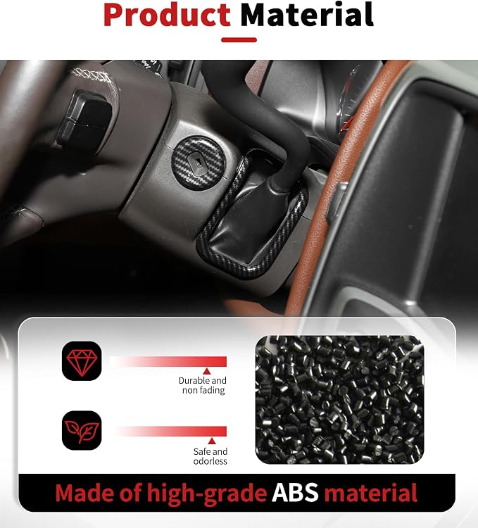 JWWY Interior Kit fit for 2014-2017 Chevrolet Chevy Silverado & GMC Sierra, Center Console Dashboard Start Switch Cover Trim Accessories Carbon Fiber 7PCS