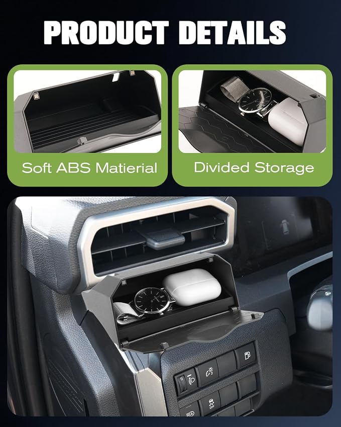 for Toyota 2026 Tacoma Driver's Air Vent Storage Tray with Lid for 2026 Tacoma Air Vent Cubby Storage Bin for 2024 2025 2026 Tacoma Accessories Driver Side Extra Storage Organizer Holds Change Key