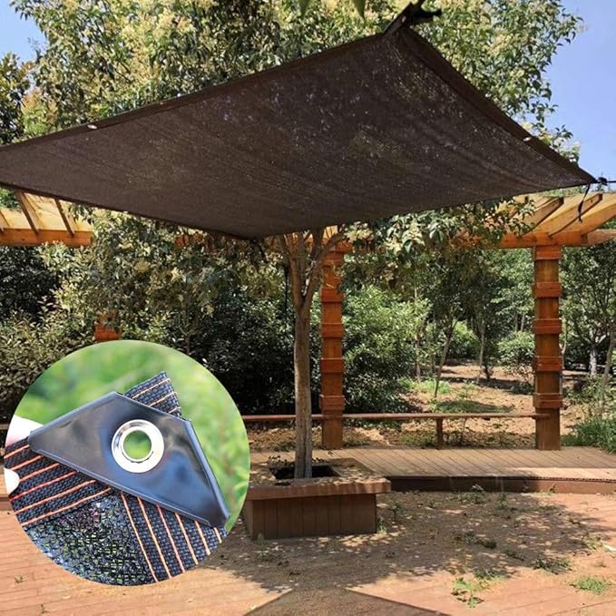 winemana 70% Black Shade Cloth, 12 x 12 FT Durable Mesh Tarp with Grommets, Resistant Garden Sun Shade Netting with Taped Edge for Plant Cover, Greenhouse, Patio, Tomatoes, Chicken Coop, Barn Kennel