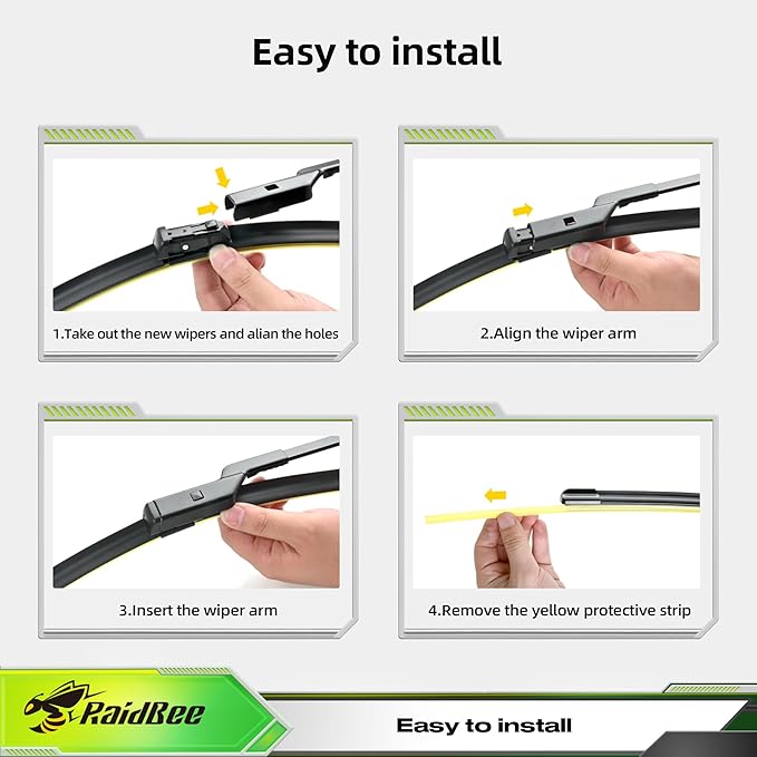 Raidbee® Silicone Windshield Wiper blades Replacement for Tesla Model 3 2017-2025/Model Y 2020-2025 All-Season Silicone Windshield Wipers 26" 19"