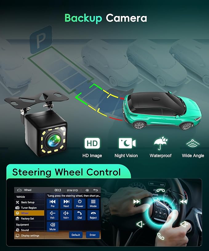 Car Stereo Single Din with Apple CarPlay, Android Auto, Sellrich 4-Inch IPS Touch Screen, Bluetooth 5.1, FM/RDS Radio,Head Unit with Mirror Link EQ USB/TF Card/Aux Ports Backup Camera