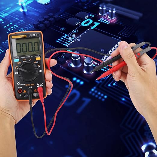 Digital Multimeter Tester AN8009 with Bag, Voltmeter Multimeter with Backlit LCD Display, Voltage Ammeter OHM Meter with 16 in 1 Multifunctional Test Line