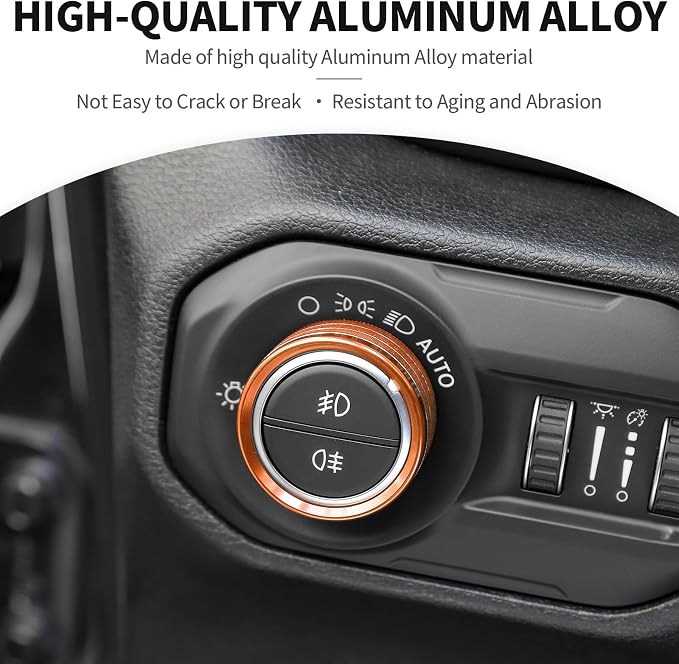 JeCar JL Switch Button Covers Window Control Air Conditioner Headlight Volume Radio Knob Trims Interior Accessories Compatible with Jeep Wrangler JL JLU 2018-2026 & Gladiator JT 2020-2026, Orange