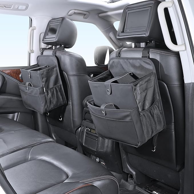TAIKOO Front Seat Car Organizer Passenger Seat Organizer for Car Truck SUV | Leather Car Seat Organizer with Large 13.8" Pocket for Laptop Tablet File Folder, Hanging Backseat Storage for Vehicle