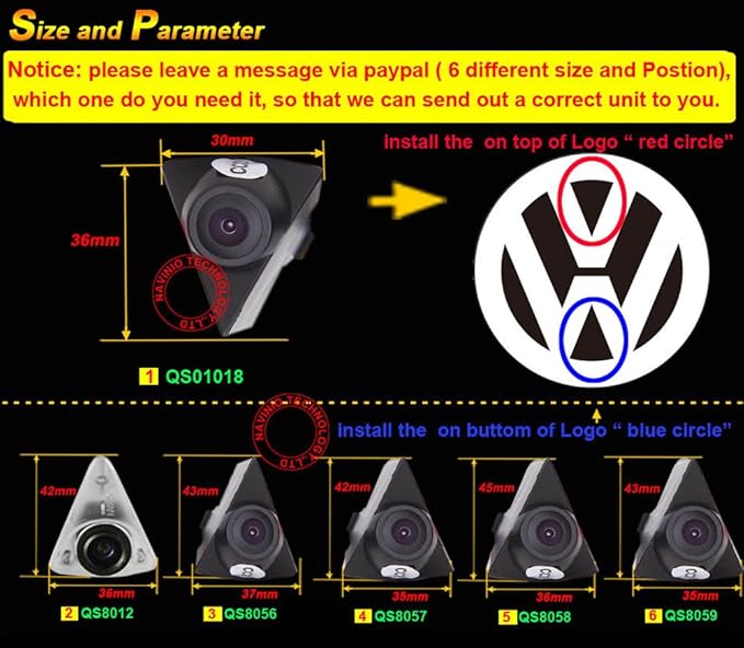 Car Front Logo Front View Parking Camera Replacement for Tiguan EOS GTI CC Bora Touran Variant Sharan Candy Multivan T5 T4 Scirocco Phaeton Beetle Golf Bora Lavida Jetta Touareg Passat Lavida Polo