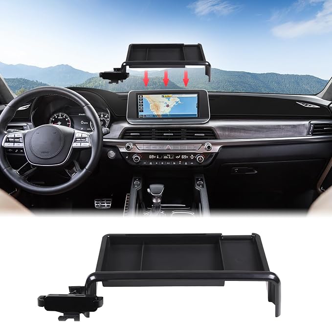Aunginsy Center Console Dash Storage Tray with Phone Holder Compatible with Kia Telluride 2020-2022, Dashboard Multi-Functional Mobile Phone Mount Storage Box, Dash Organizer Tray Insert Accessories