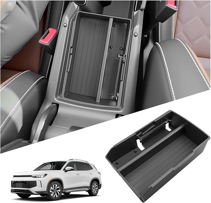 SKTU Upgrade for 2025 2026 VW Tiguan Center Console Organizer for 2025 2026 VW Tiguan (S/SE/SE R-Line Black/SEL R-Line) Console Tray VW Tiguan 2025 2026 Accessories ABS Anti-Slip Insert Console Tray