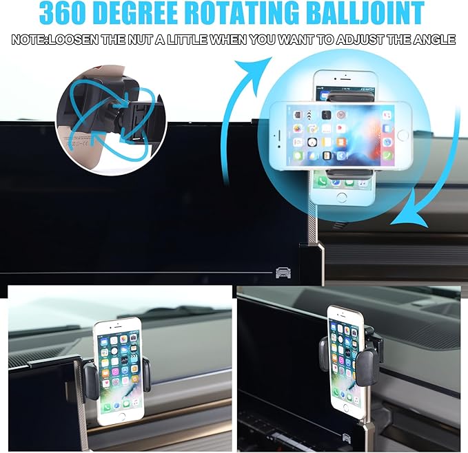 Car Phone Holder Mount for Hummer EV SUV Truck Accessories 2022-2024 2025+ Right Side of Navigation Screen Rotatable Fixed Mobile Phone Holder for Car Fit for iPhone Universally Smartphones (A)