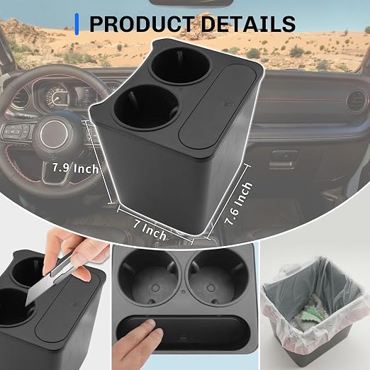 SXCY for 2025 2026 Ford Maverick Car Trash Can for 2022-2025 2026 Ford Maverick Accessories Rear Seat [OEM-Fit] Waterproof Leak-Proof 2-in-1 Trash Bin & Cupholder Organizer w/Lid Odor-Free Storage