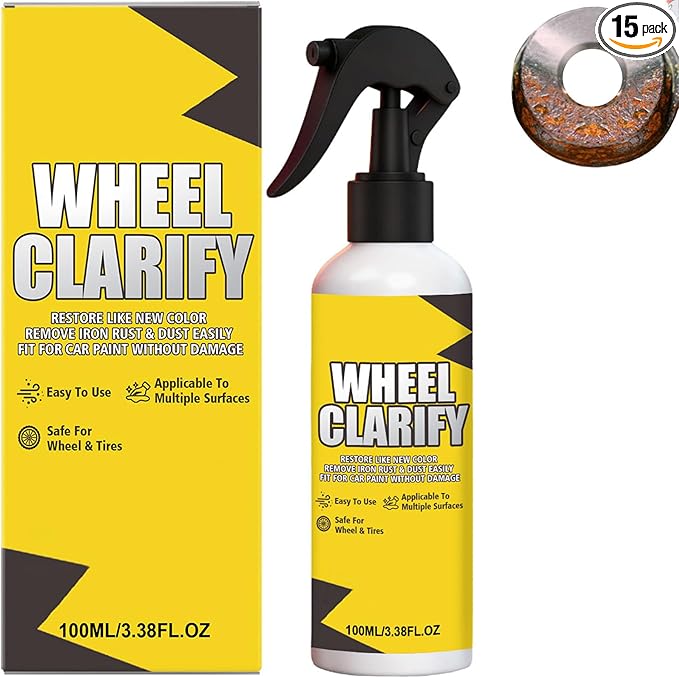Automotive Rust Remover Spray, Car Wheel Clarify Rust Spray, Metal Parts Rust Removal, Multi Purpose Rust Removal and Rust Prevention Agent for Car Paint & Wheels Cleaning, Polishing and Care (1pcs)