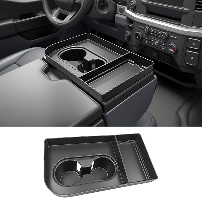 Console Cup Holder Insert for 2021-2026 Ford F150 & 2023-2026 Ford F250 F350 F450 F550 Super Duty Accessories, Noise-Free Cupholder Organizer Cup Coaster Liner for F-150 (Jump Seat Only)