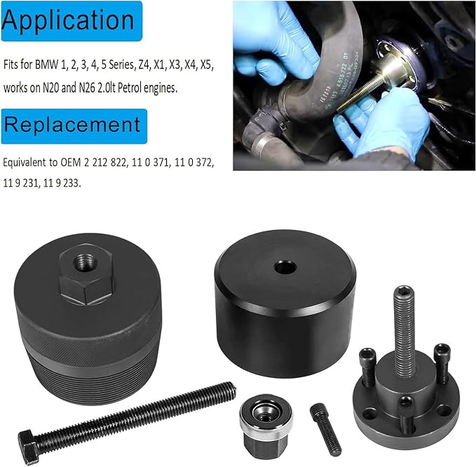 YMT 2241 Front Crankshaft Seal Remover & Installer Kit Fits for BMW N20 N26-110 371, 110 372, 2 212 822, 119 231, 119 233