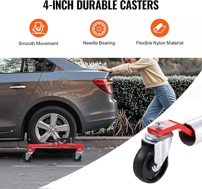 VEVOR Wheel Dolly, Max Capacity 1500 Lbs Car Dolly, Car Jack Dolly Lifter with Wheels, Heavy Duty Vehicle Positioning Ratchet Tire Jack, for Vehicle Car Auto Repair Moving