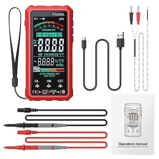 6000 Counts Smart Digital Multimeter,USB Rechargeable,Color LCD Screen | Smart auto/manual multimeter,AC/DC voltage current,NCV safety,capacitance frequency temperature,True RMS,home and car repair