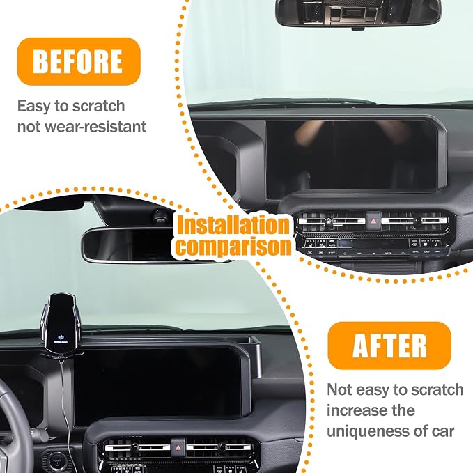 Center Console Dash Organizer Tray Compatible with Toyota Land Cruiser 250 Prado 2024 2025 2026 Navigation Screen Rear Insert Auxiliary Storage Box,Phone Holder Accessories (Style E)