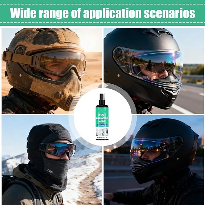 100ml Helmet Visor Anti Fog Spray, 100ml Anti Fog Spray for Helmet Visor | Streak-Free Polish Coating, Defogging Solution with Long-Lasting Protection,Clear Visibility for Motorcycle, Rain Conditions