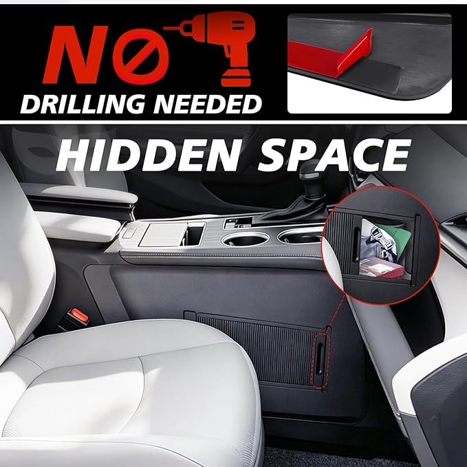 Muslogy Console Organizer Hidden Design Compatible with 2021-2025 2026 Toyota Sienna Sliding Door Hidden Storage Compartment 2PCS, OEM Style Privacy Organizer for 2021+ Sienna Accessories