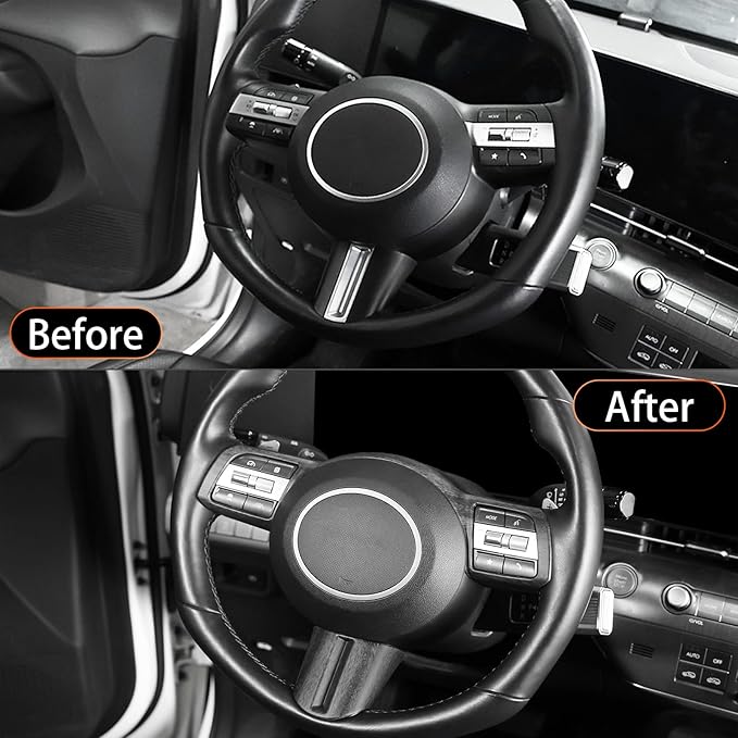 Steering Wheel Button Frame Cover Compatible with Hyundai Sonata 2025 Hyundai Kona 2024-2025 Hyundai Tucson 2025 Accessories (Wood Grain) (Not Suitable for N line)