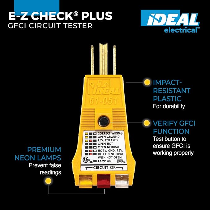 IDEAL INDUSTRIES INC. 61-051 E-Z Check Plus GFCI Receptacle Tester