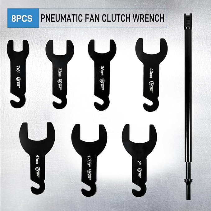 SMOTIVEPRO Pneumatic Fan Clutch Wrench Set, 8Pcs, 7/8"-2"