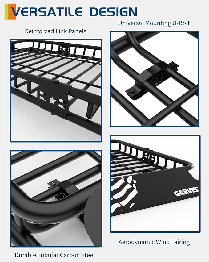 GarveeLife 51 in x 36 in Universal Roof Rack Carrier Basket, 200 LBS Capacity Rooftop Cargo Rack, Car Top Luggage Holder Basket Heavy Duty for SUVs, Trucks, Vehicles