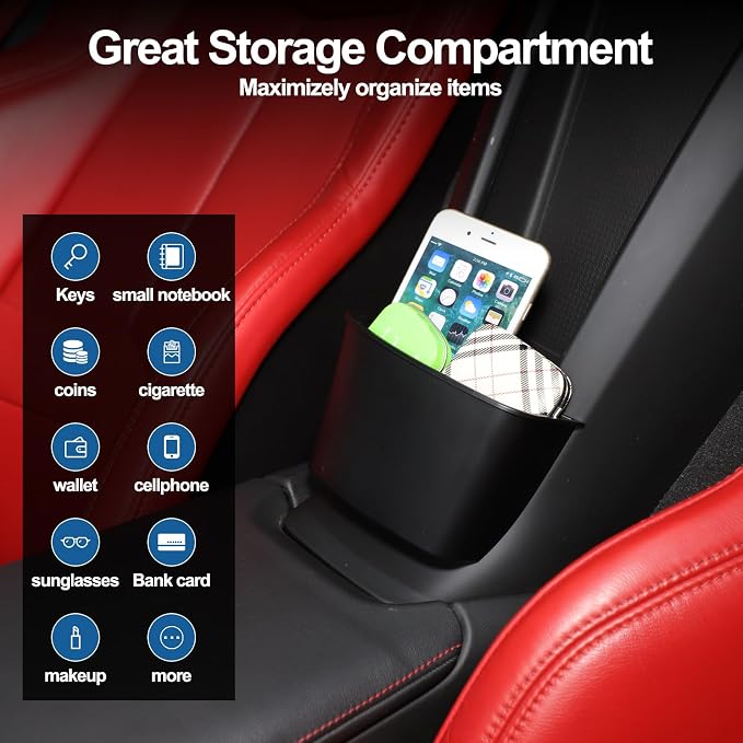 Center Console Organizer Armrest Seat Storage Compatible with Corvette C8 2020-2025-2026 Between Seat Rear Waterfall Phone Charger Cover Insert Organizer Pocket Tray Box Accessories (1PC)