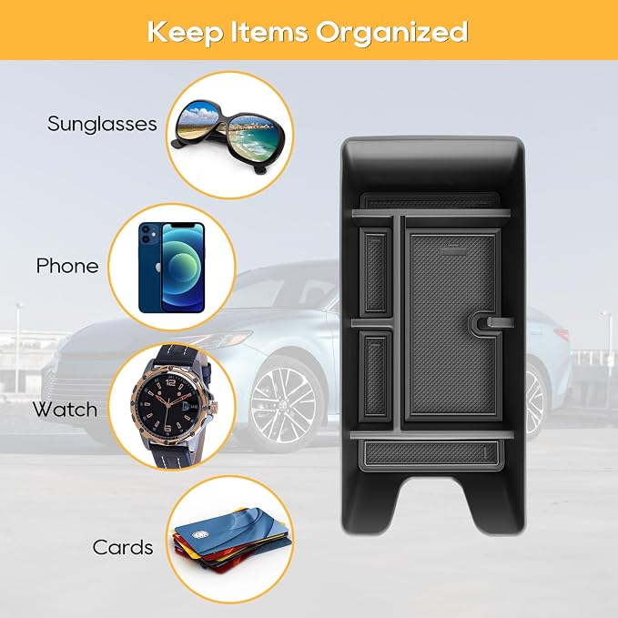 LFOTPP Center Console Organizer Tray for 2025-2026 Toyota Camry (XSE/XLE/SE/LE), ABS Armrest Storage Box Insert, Non-Slip Waterproof Car Accessories